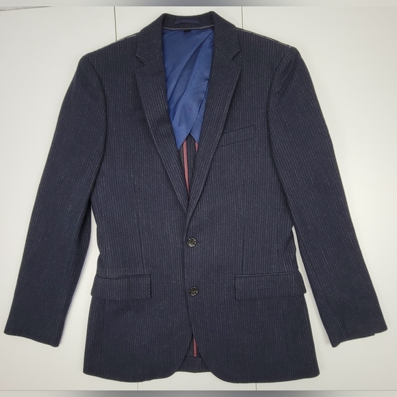 J Crew Ludlow Wool Blend Navy Pinstripe 1/2 Lined Blazer Sport Coat 36R New - Picture 1 of 14